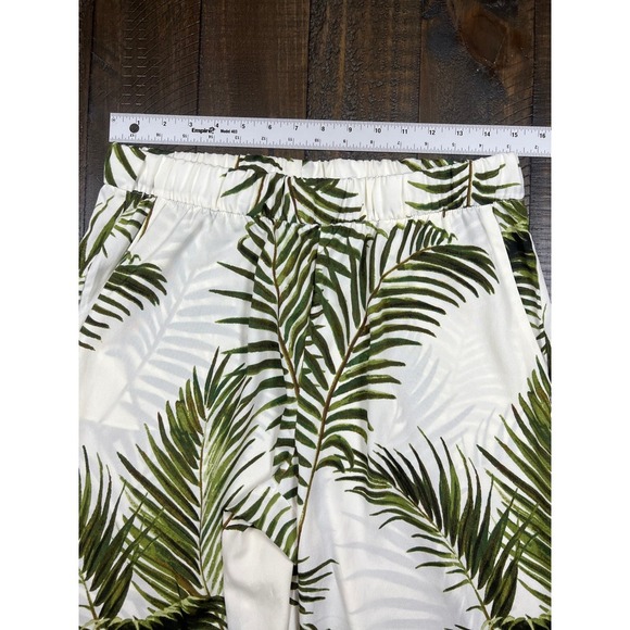 H&M Palm Leaf Print Pants Elastic Waist Casual or Dressy Lightweight Size 10 - Picture 3 of 6